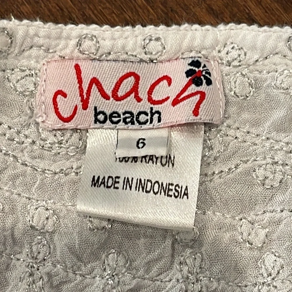 Chach Beach Girls White Coverup Size 6